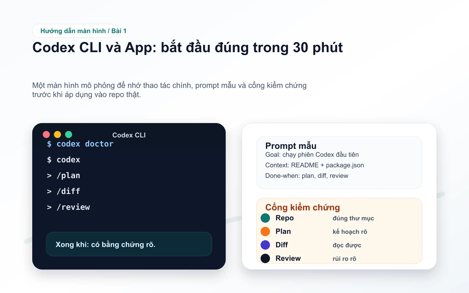 Screenshot minh họa bài 1: Codex CLI và App: bắt đầu đúng trong 30 phút