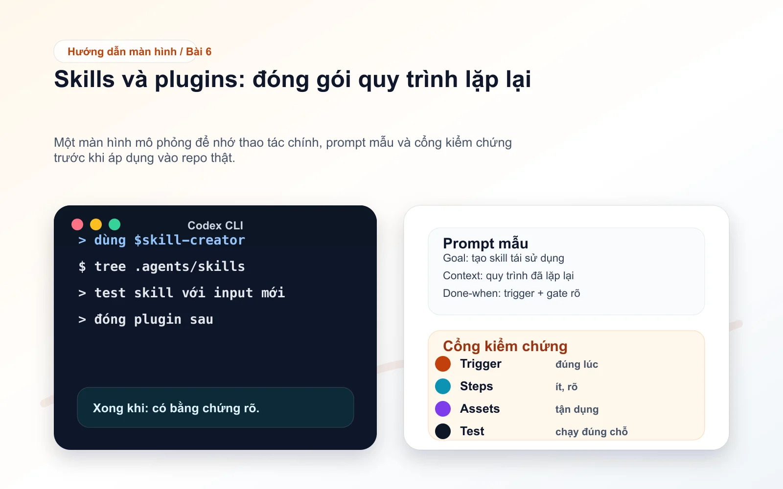 Screenshot minh họa bài 6: Skills và plugins: đóng gói quy trình lặp lại